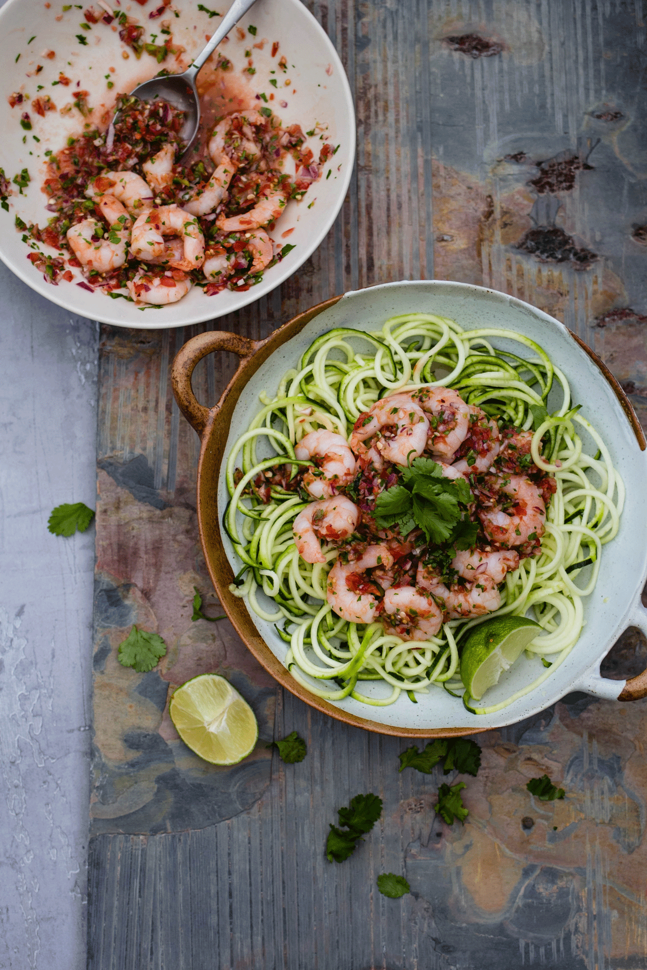 Spicy Salsa Prawns with Courgette Noodles