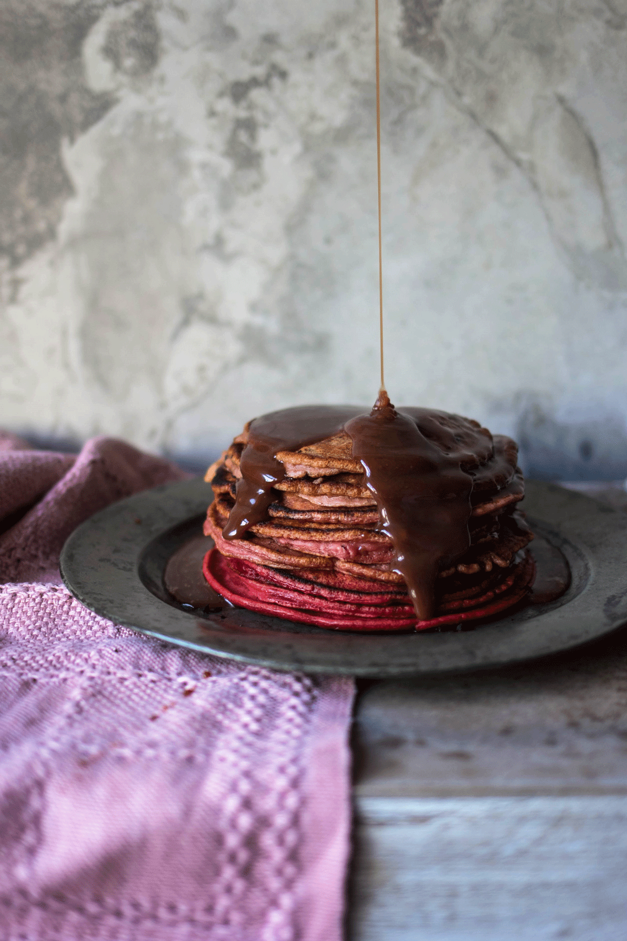 Ombré Red Velvet Pancakes