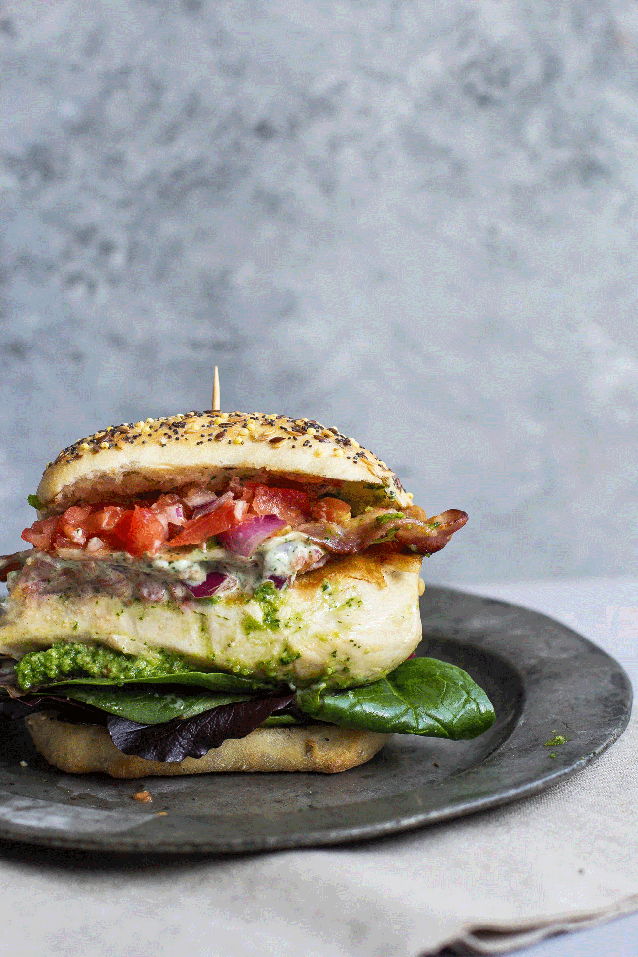Chicken and Bacon Pesterella Burger