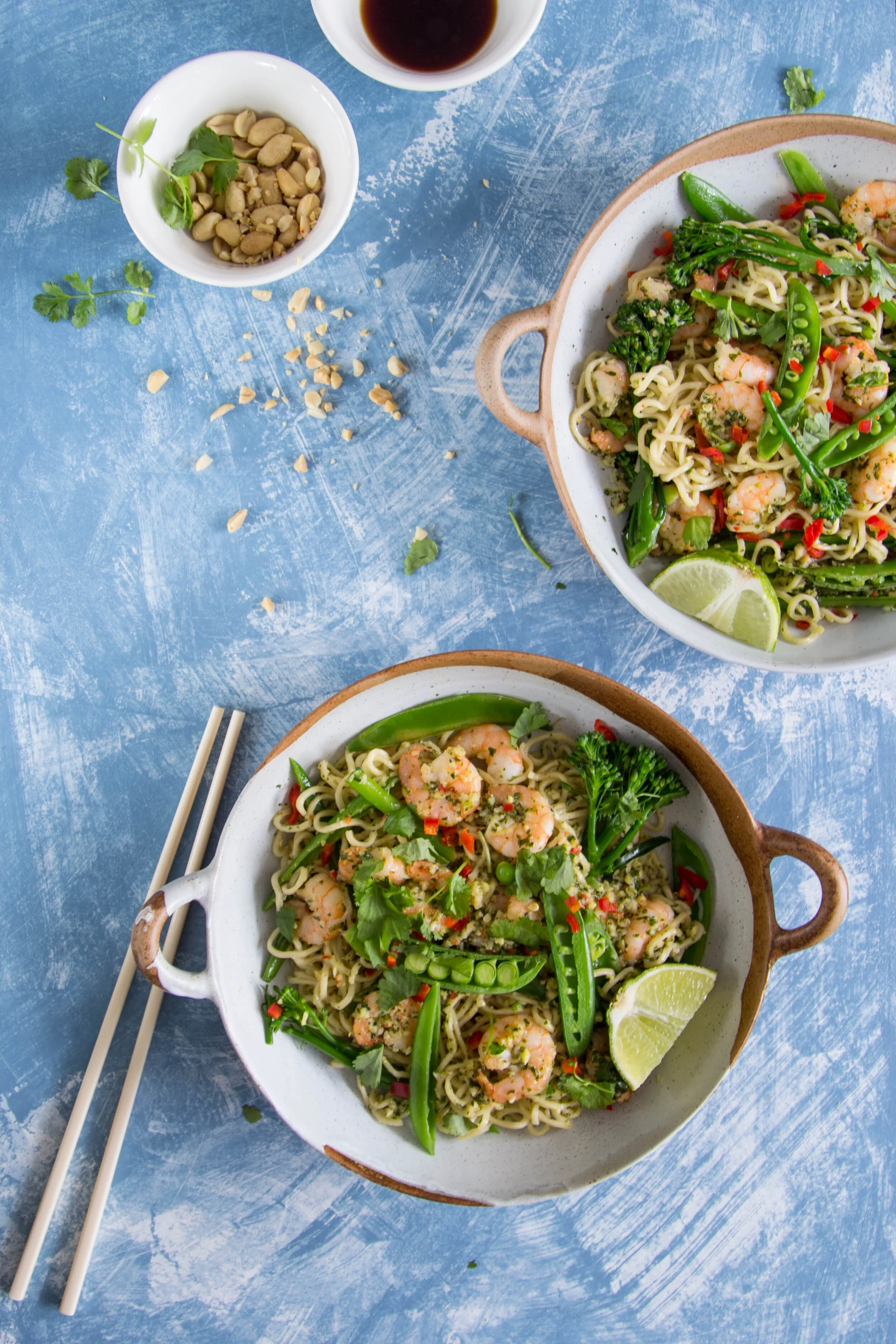 Noodle and Prawn Salad with Coriander & Peanut Pesto