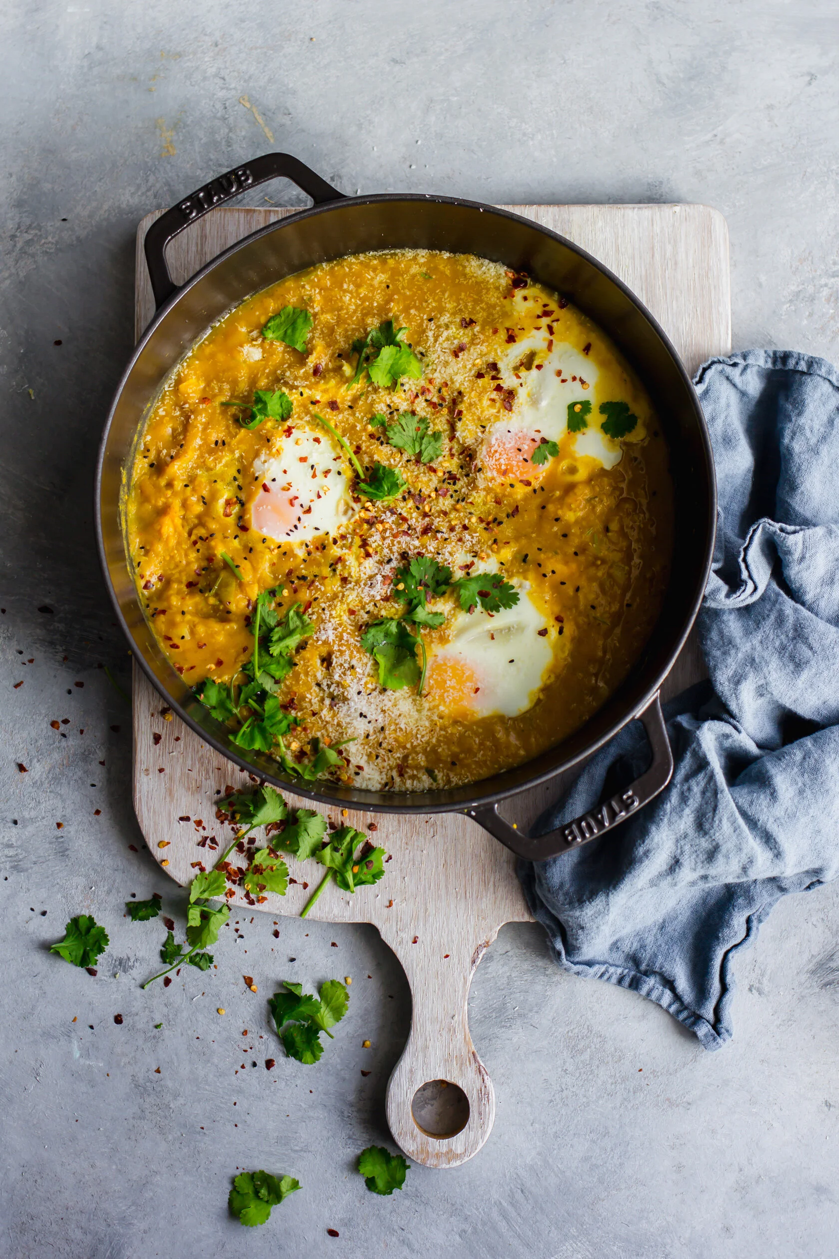 Spiced Red Lentil Daal with Eggs