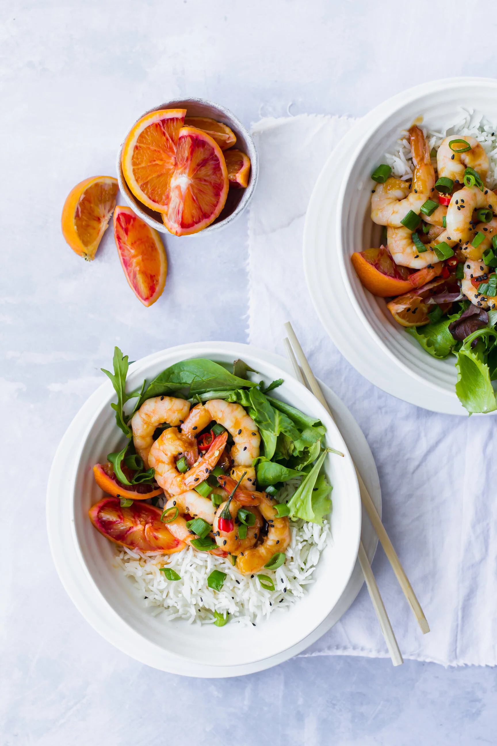 Sticky Blood Orange Prawns