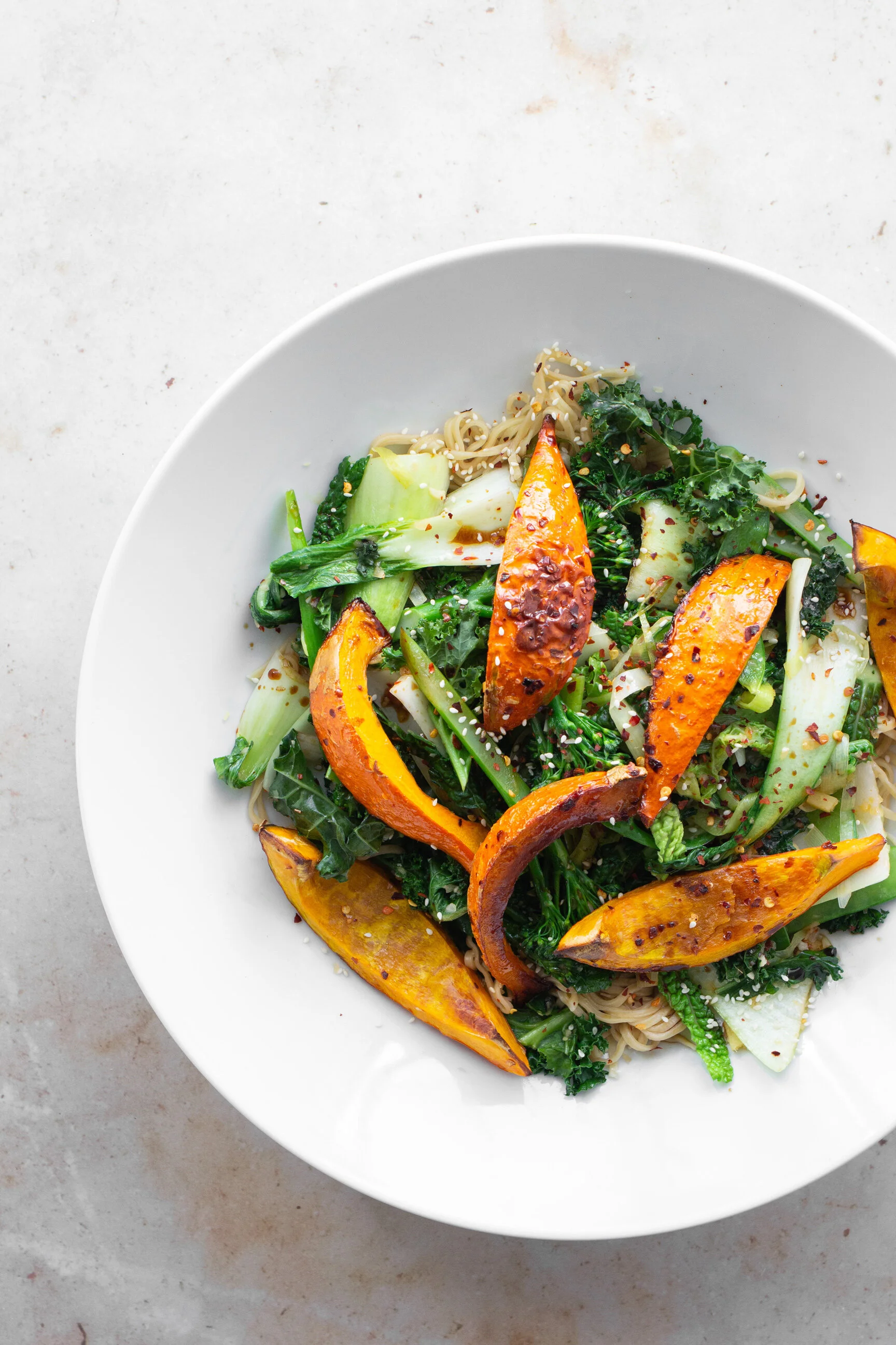 Roasted Pumpkin and Winter Green Stir Fry