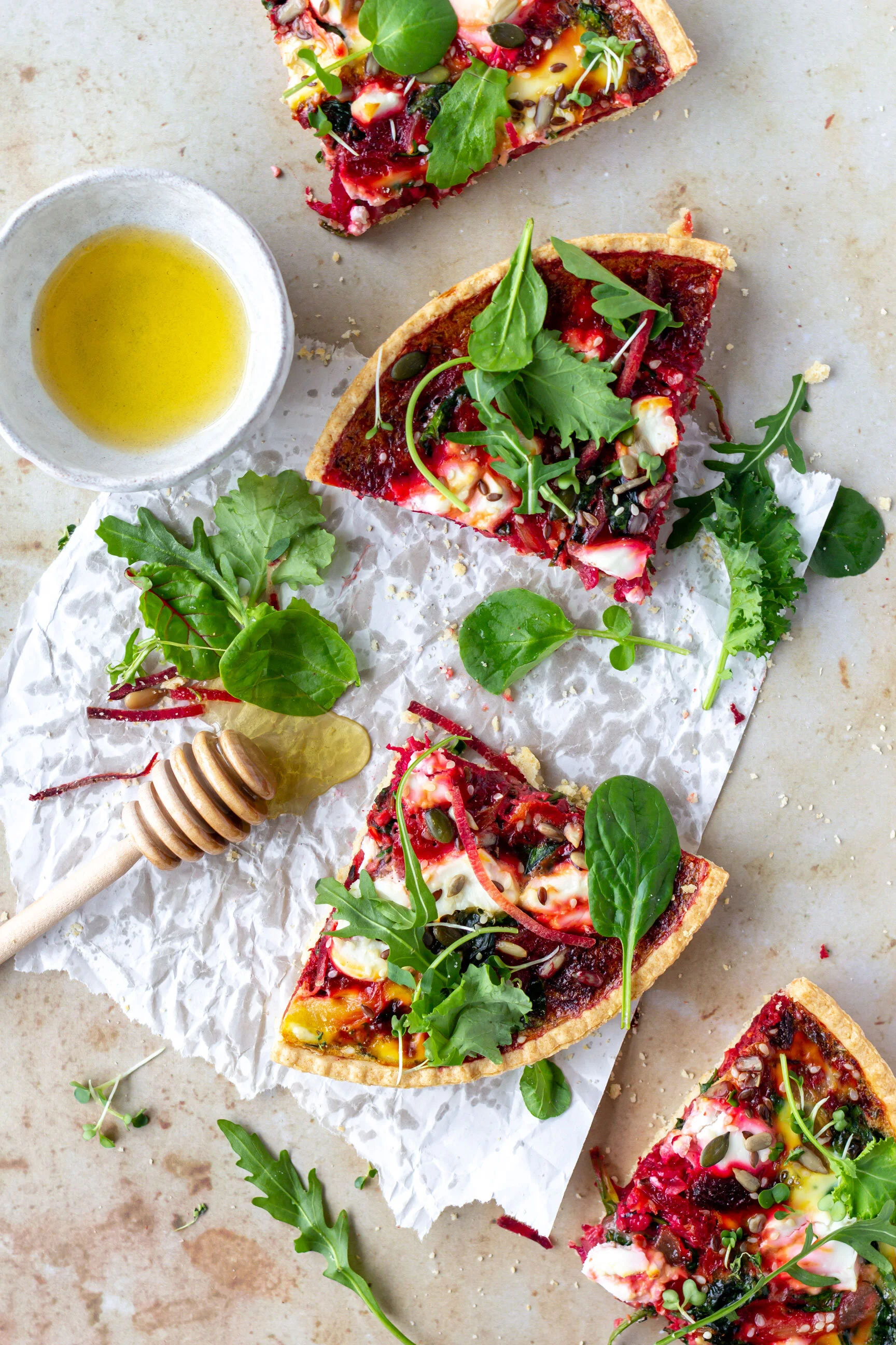 Beetroot and Goats Cheese Quiche