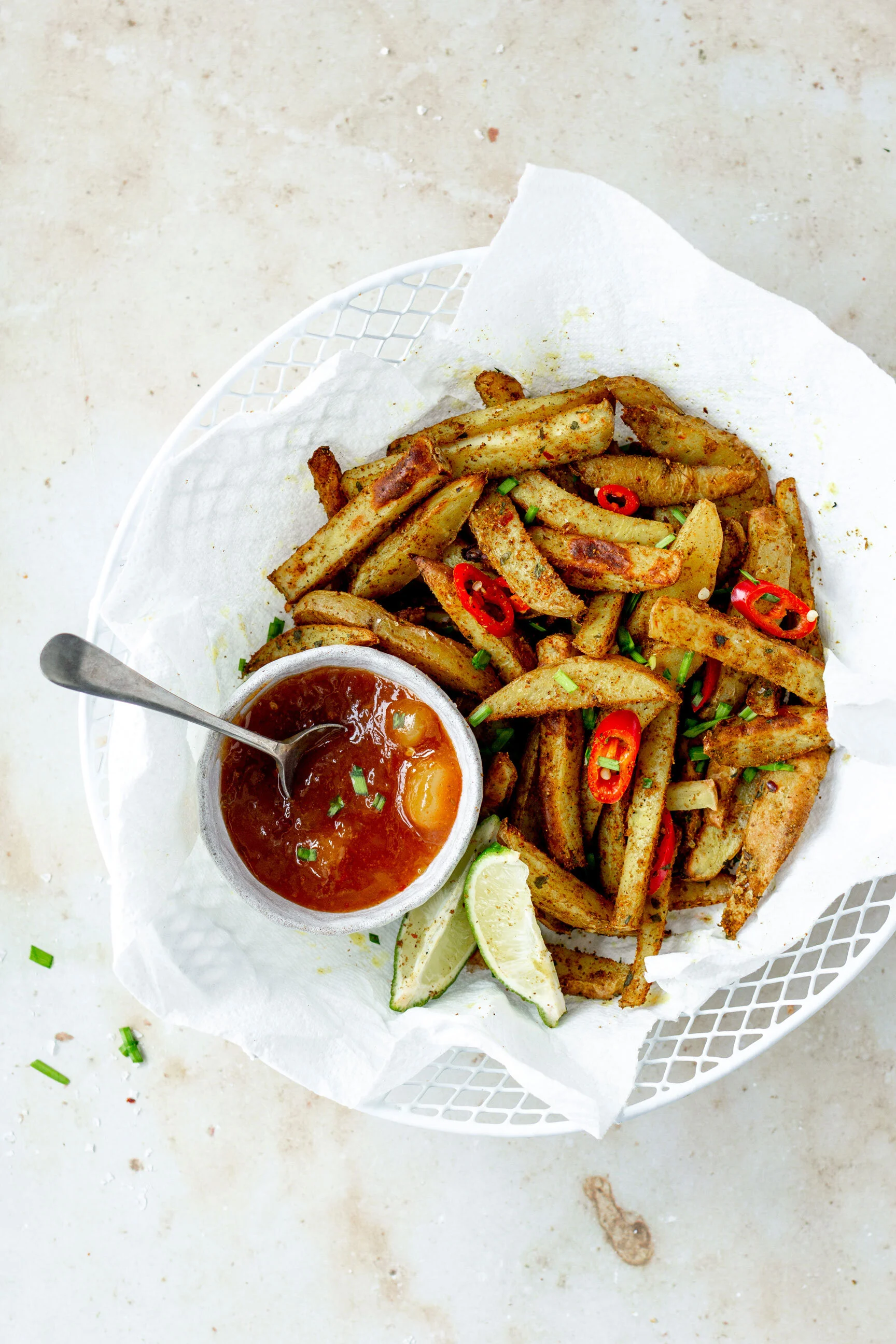 Curried Chips with Mango Chutney