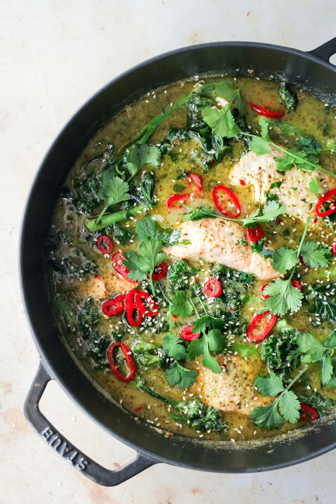One Pan Salmon Thai Green Curry