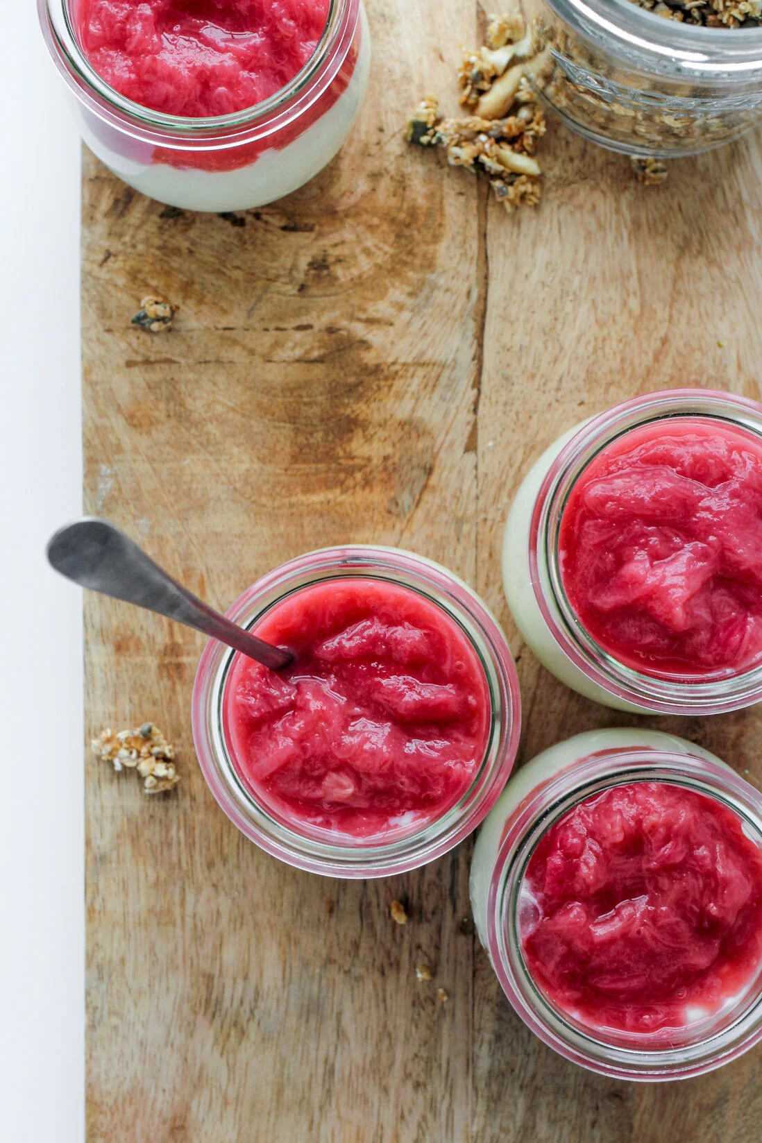 Vegan Breakfast Pots with Rhubarb Compote