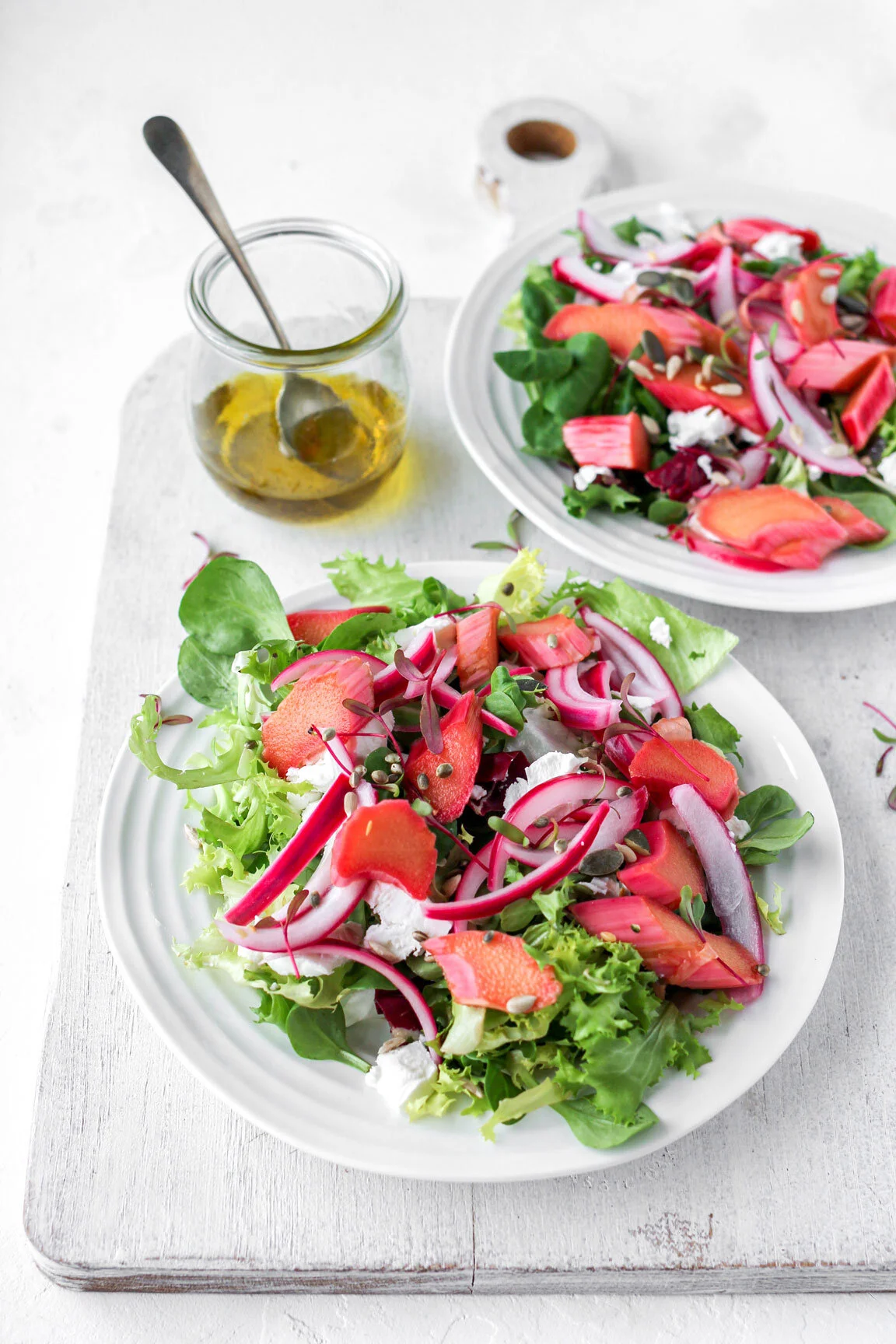 Quick Pickled Rhubarb Salad with Goats Cheese