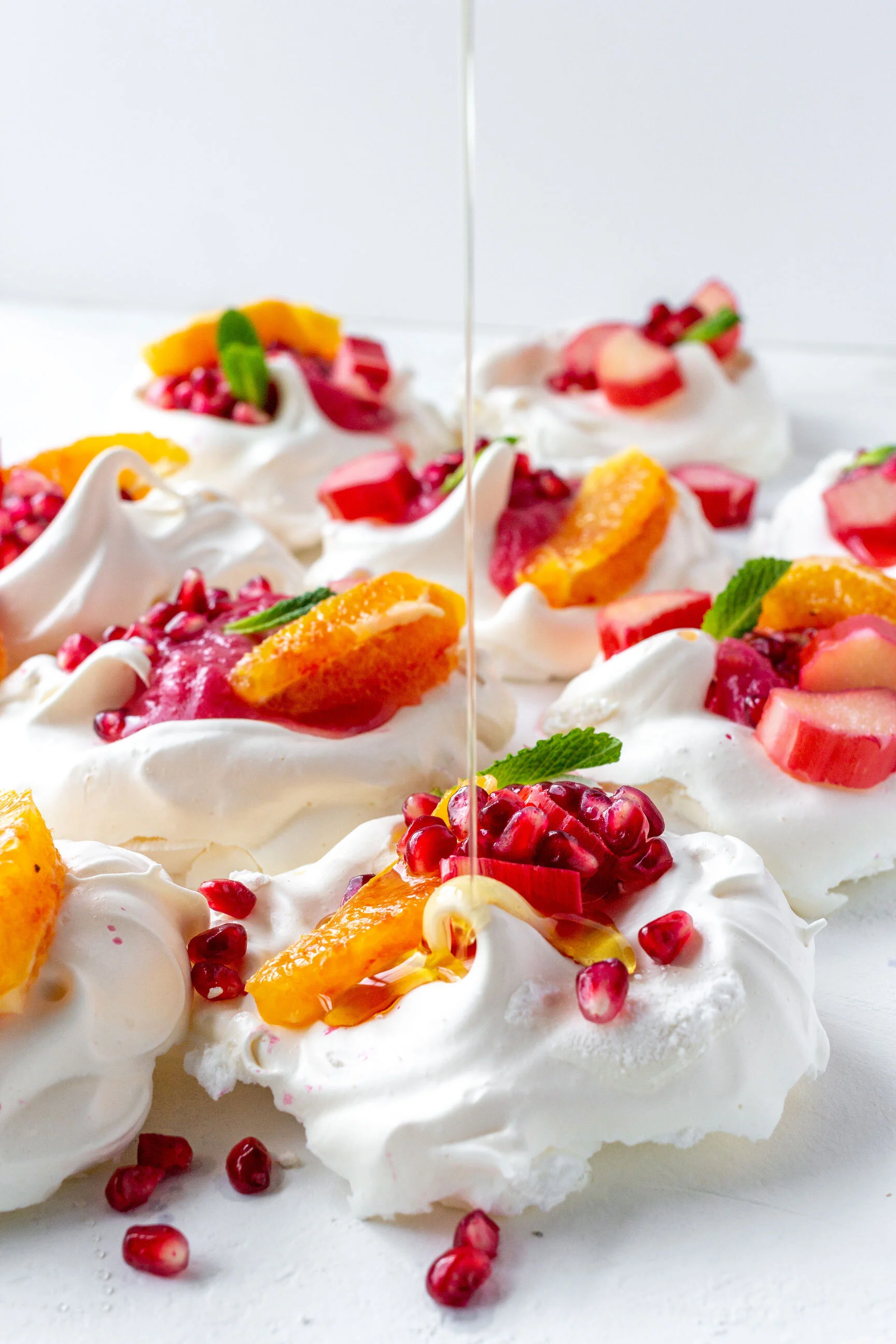 Maple Sweetened Rhubarb Meringues