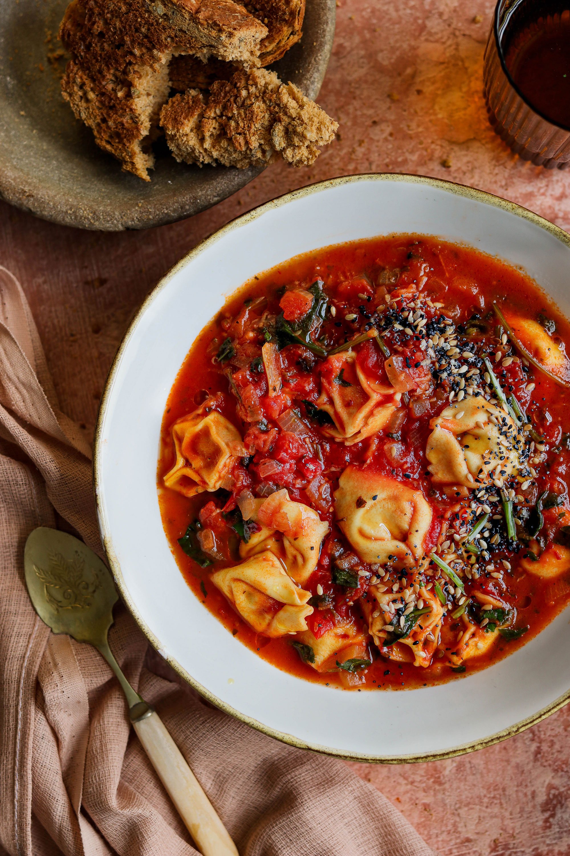 Spicy Tomato Tortellini Soup
