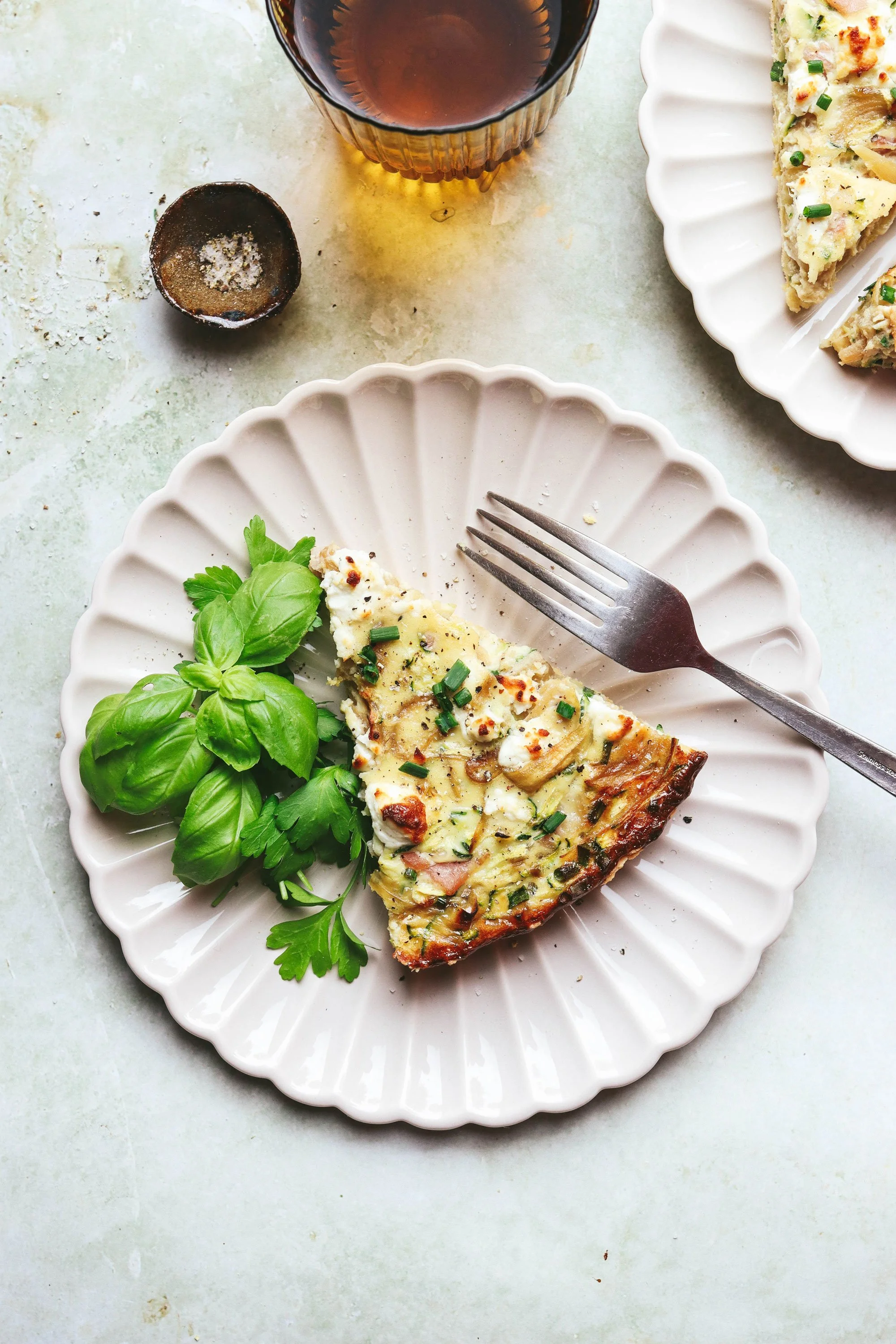 Courgette, Bacon &amp; Caramelised Onion Quiche