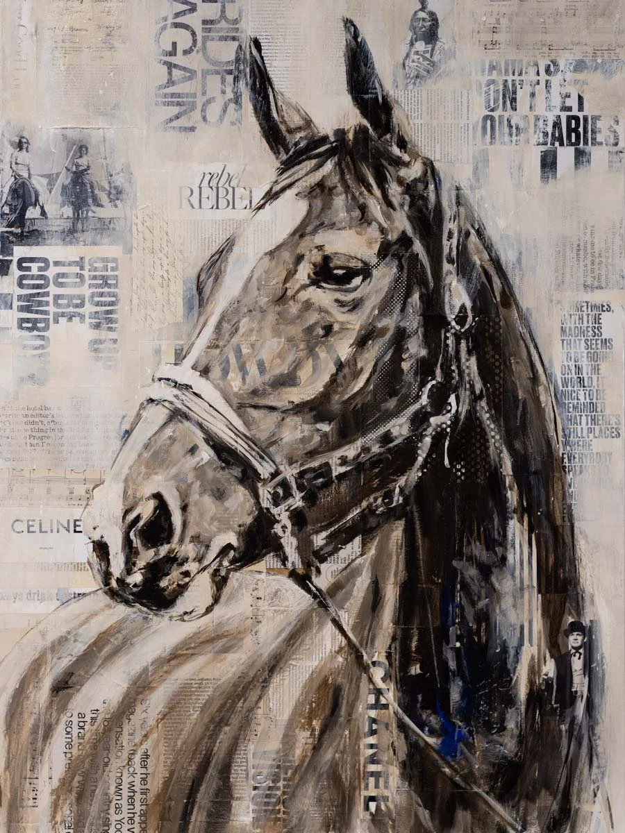 Rebel, Rebel, mixed media on canvas, 30 x 40, $6400, Carrie Penley Studio