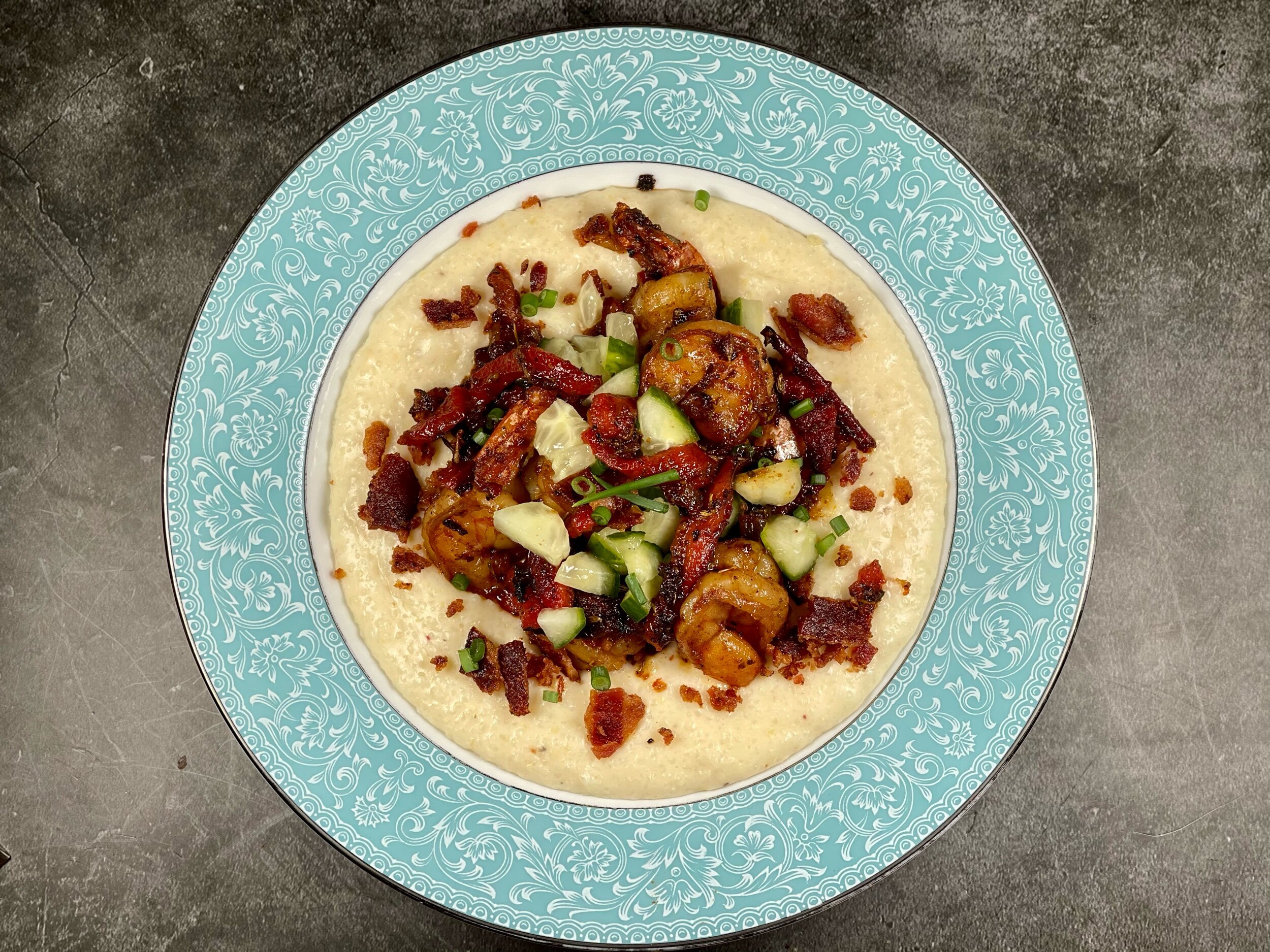 Cajun Shrimp and Goast Cheese Grits