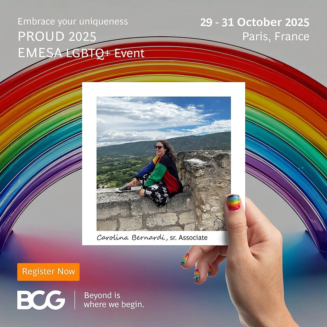 🌈 BCG Proud 2025 &ndash; Embrace your uniqueness in consulting! 🚀

BCG invites outstanding LGBTQ+ students, PhD candidates, and professionals from all academic backgrounds to join a 3-day workshop in Paris &ndash; an unforgettable experience that c