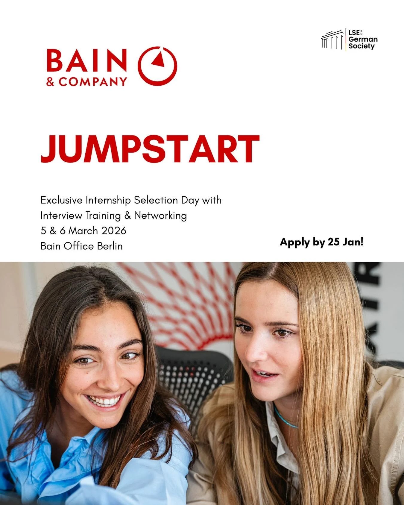 Advertisement | Bain &amp; Company Jumpstart @bainkarriere @bainandcompany 

🎯Ready for a unique career and eager to experience digitalization and innovation up close? At Jumpstart, you can look forward to two exciting days packed with inspiring ins