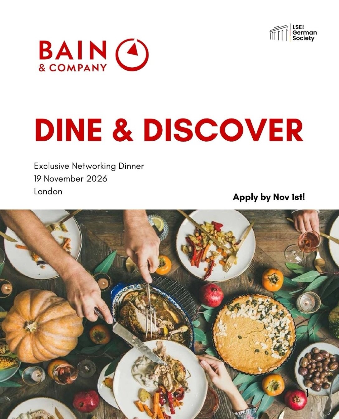 Bain &amp; Company: Dine &amp; Discover 🍽️

Fancy an evening full of exciting insights, inspiring conversations, and great food? Join us for a culinary journey and get to know Bain up close. In a relaxed setting, you can ask the Bainies anything and