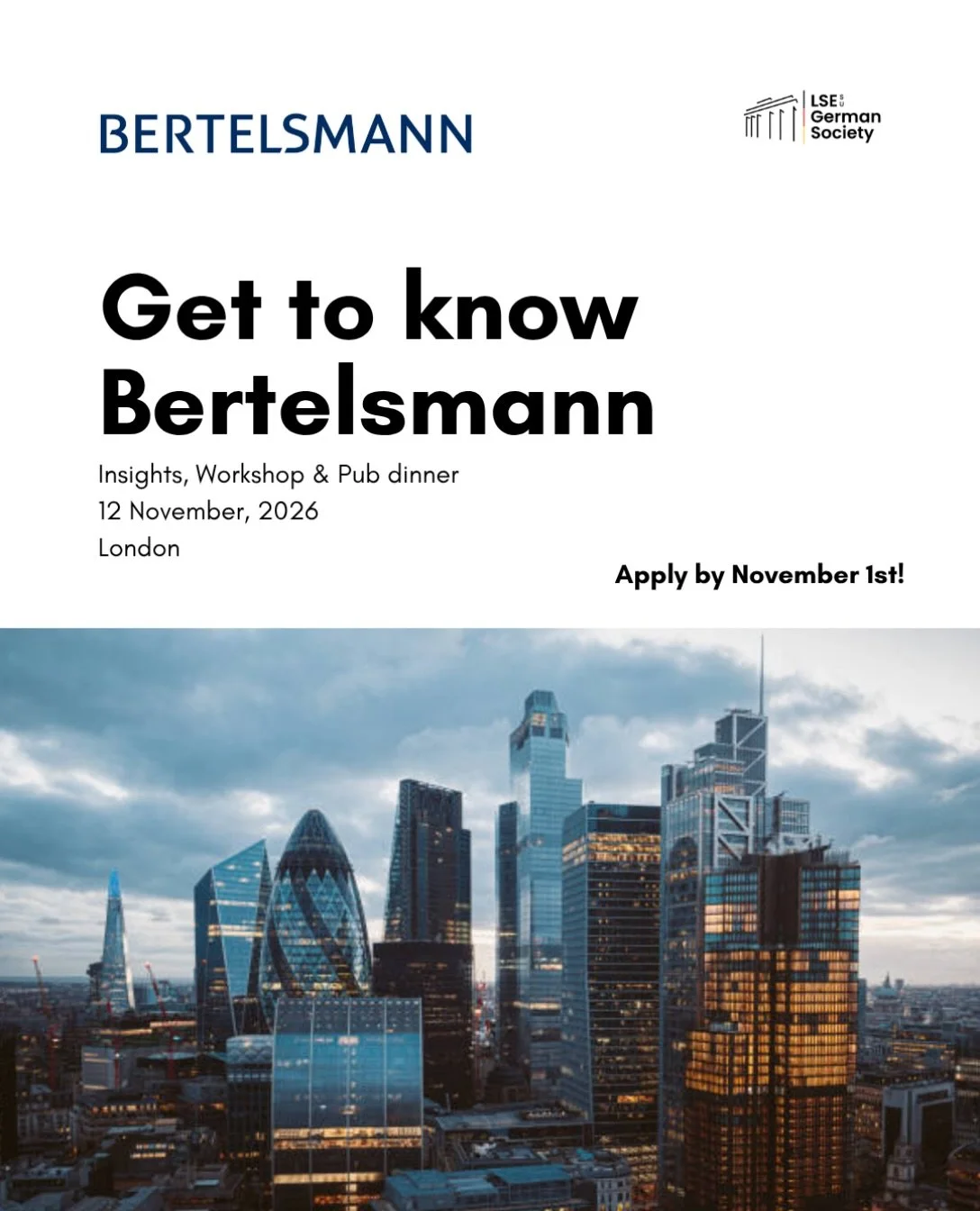 LSE German Society x Bertelsmann: Media &amp; Tech Industry Workshop 🚀

Curious how a media, services, and education company shapes the industries of tomorrow? Join us for an exclusive workshop with Bertelsmann and get insights into their business t