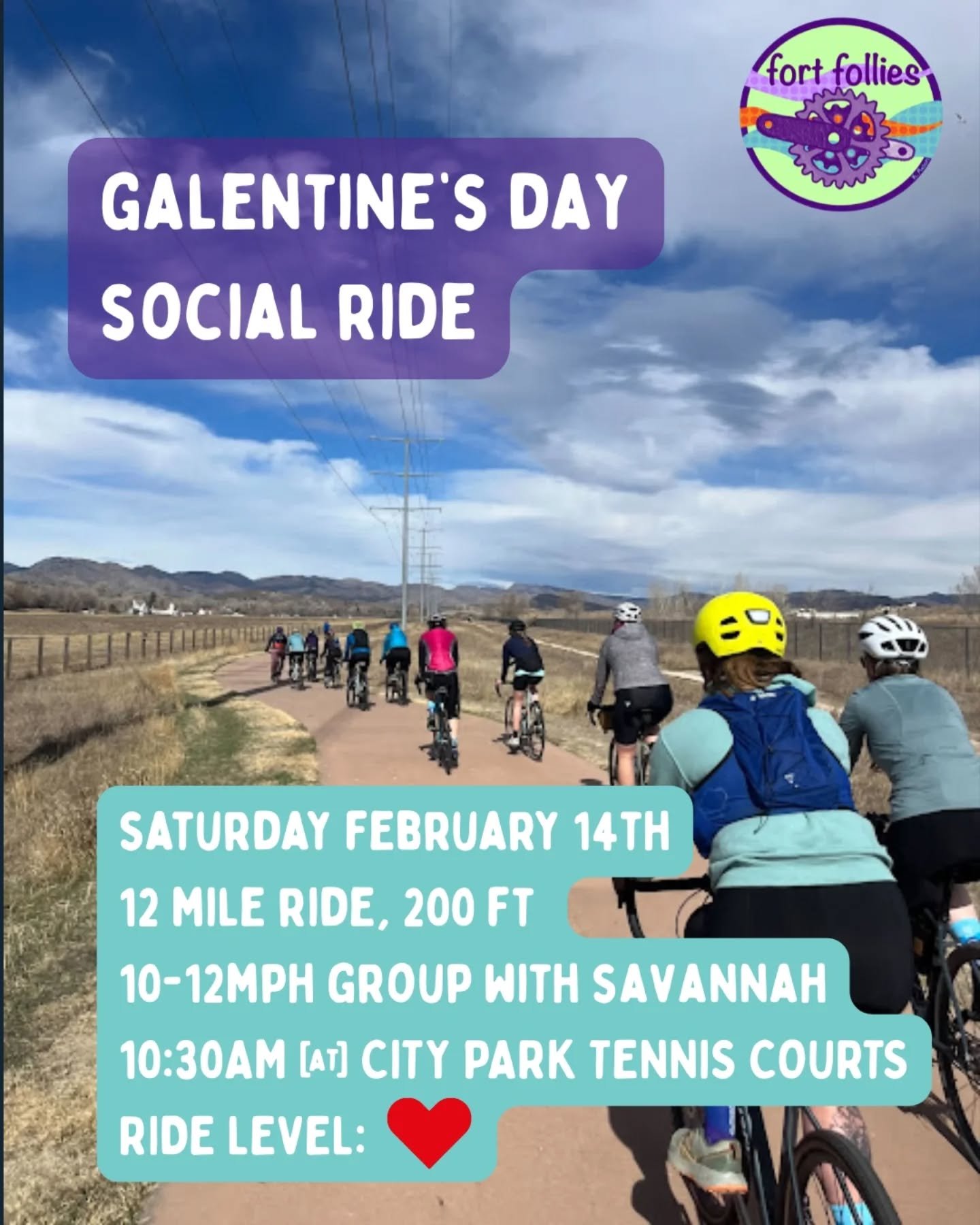 Grab your best gal friend and come for a social ride to get pie, hot drinks, and to celebrate Galentine's Day 💜

All bikes are welcome. ❤️ Ride level on the ride guide

We will be riding from the City Park tennis courts to @meohmycoffeeandpie for a 