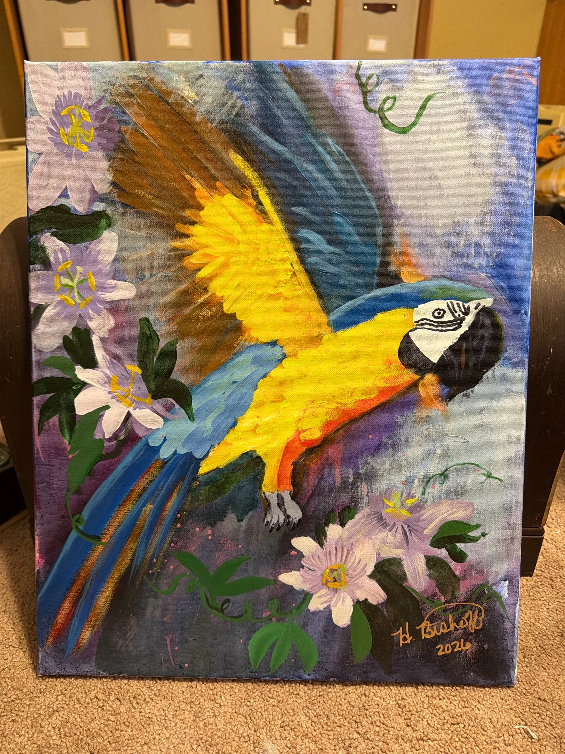 Original Macaw Painting – Wings of Paradise | Tropical Bird Art