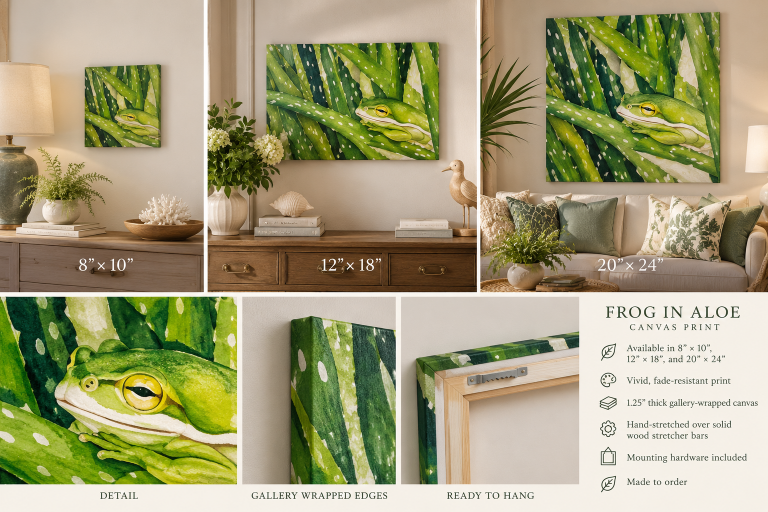 Frog in Aloe Canvas Print Collection.png