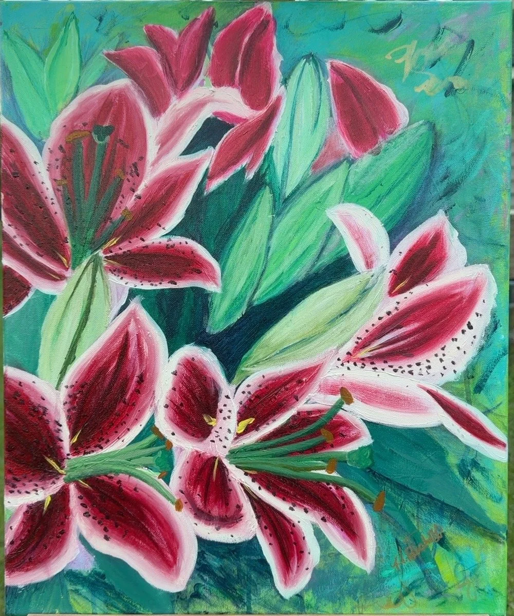 A Garden of Stargazers | Original Oil Painting