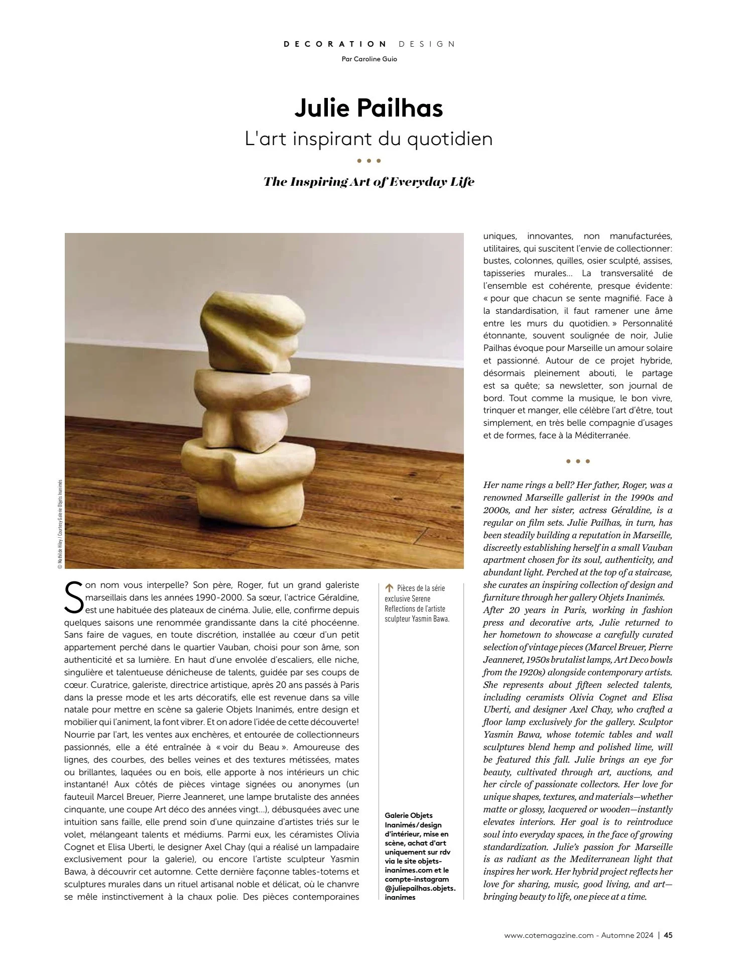 CÔTE MAGAZINE N°AUTOMNE 2024 par Caroline Guiol
