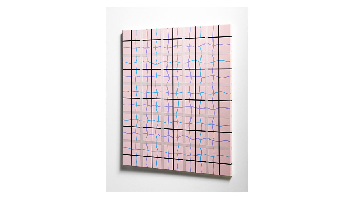 Medium Pink with Blue - Purple Fluid Grid