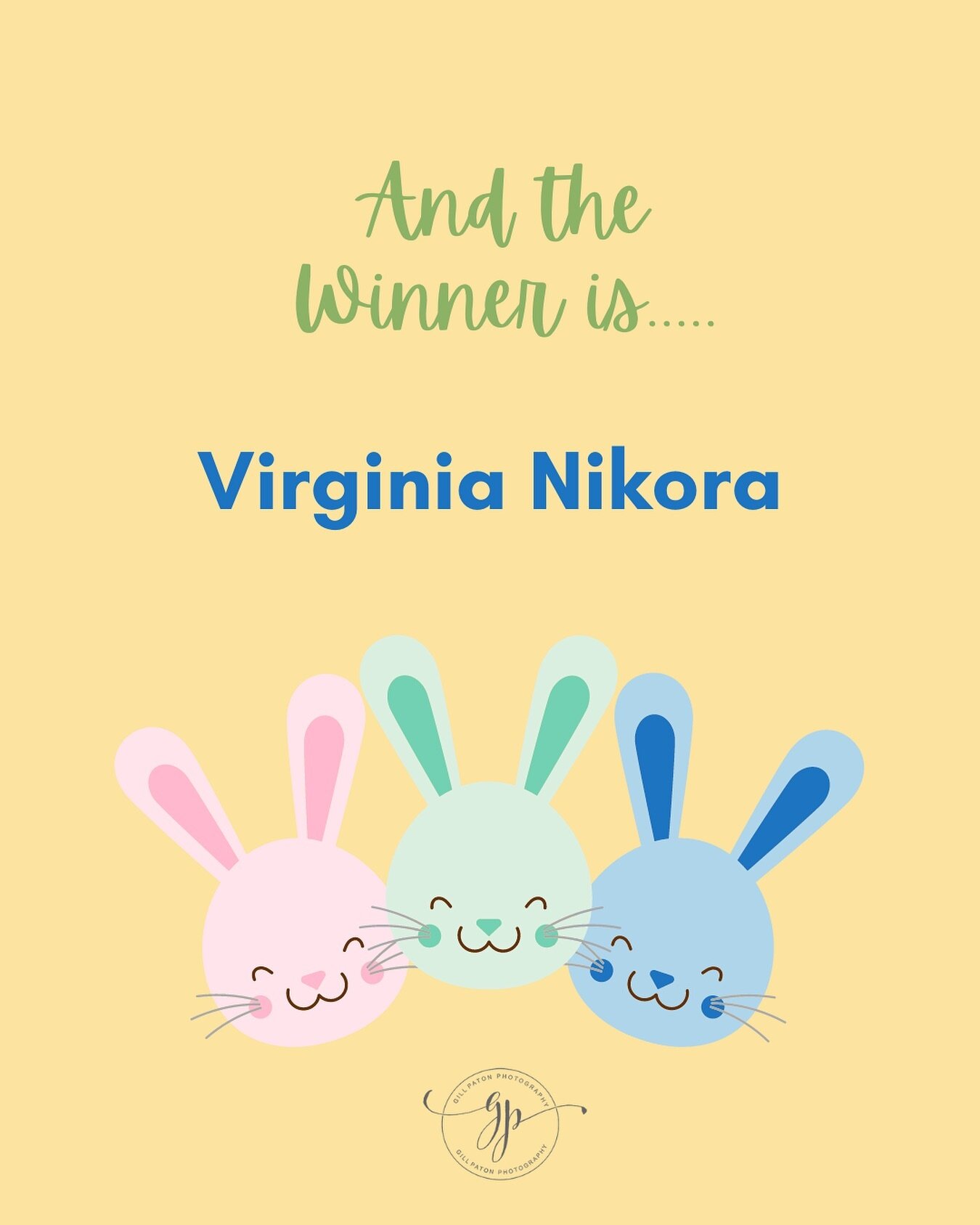 Congratulations Virginia! You are the lucky Winner of the Easter Mini Session! 
Thanks to everyone who entered. Have a great Easter weekend 🐰