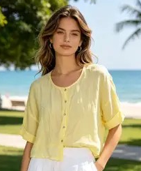 Classic Crop Linen Shirt