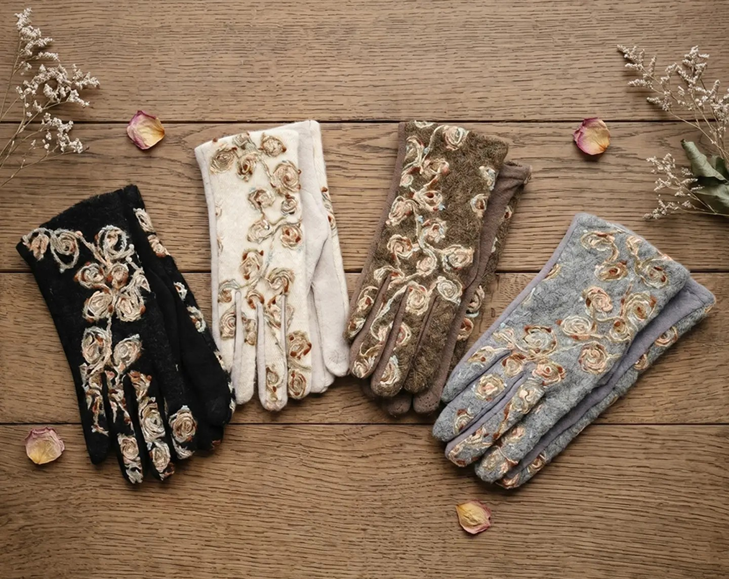Floral Embroidered Glove