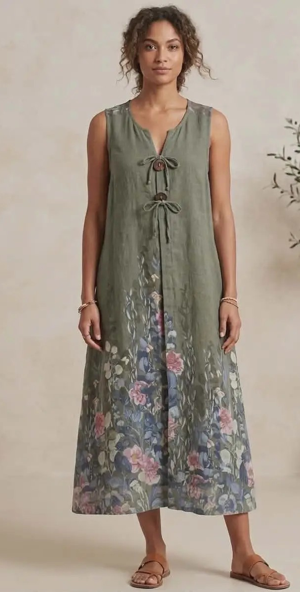 Coco Button Linen Dress