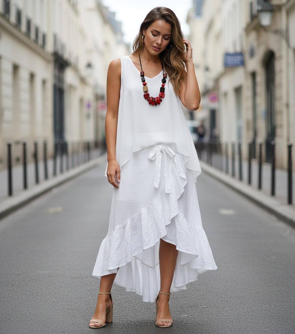 Ruffled Linen Pants