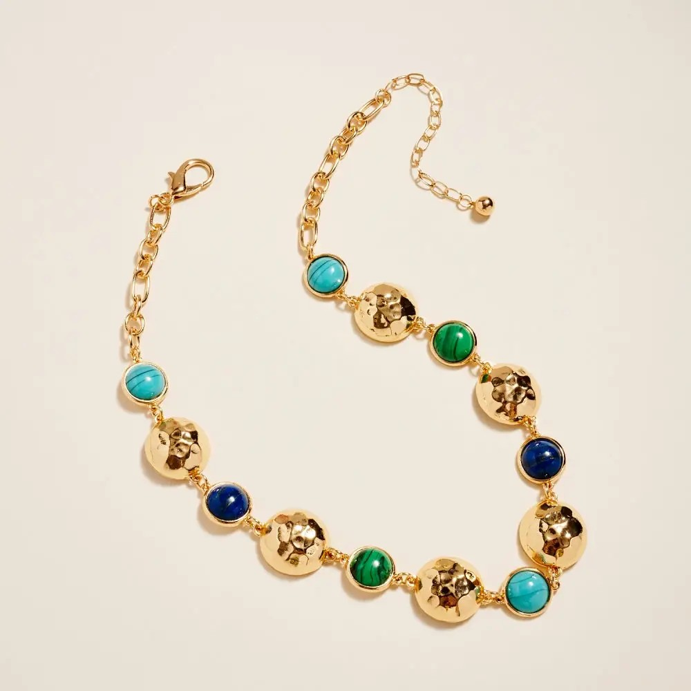 Colorful Hammered Disc Necklace