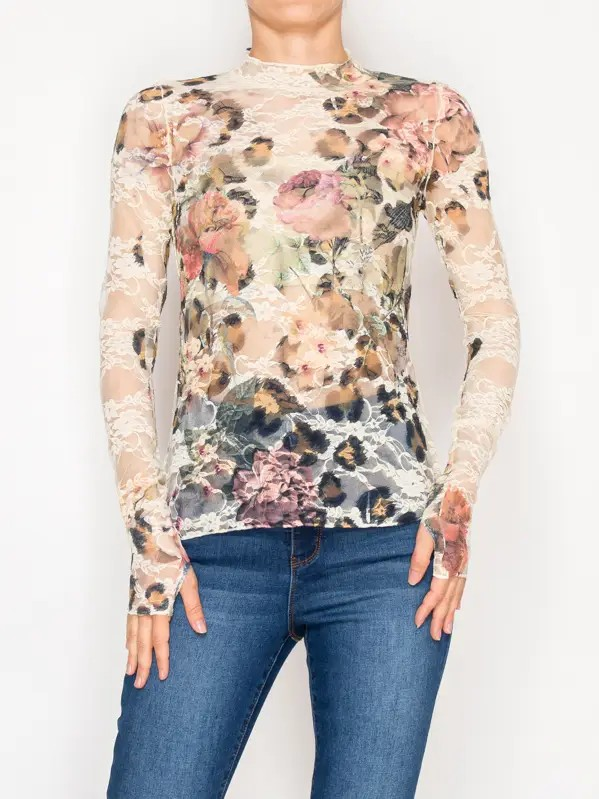 Sheer Flower Lace Top