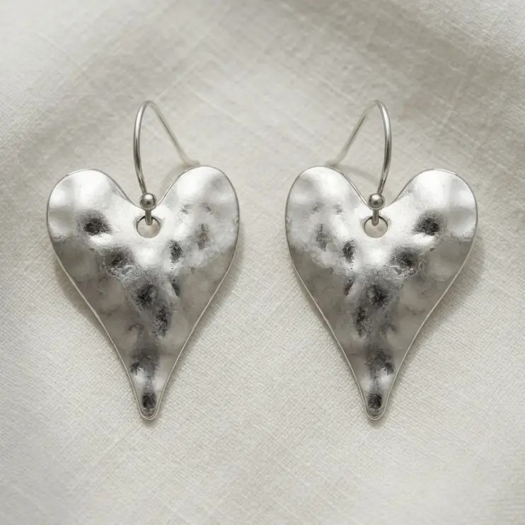Hammered Heart Earring