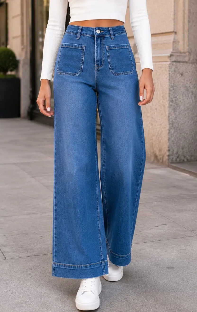 Front Pocket Wide Leg Jean