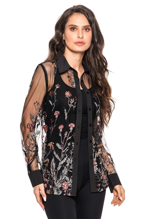 Sheer Embroid Blouse