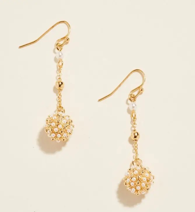 Linier Pearl Orb Earring
