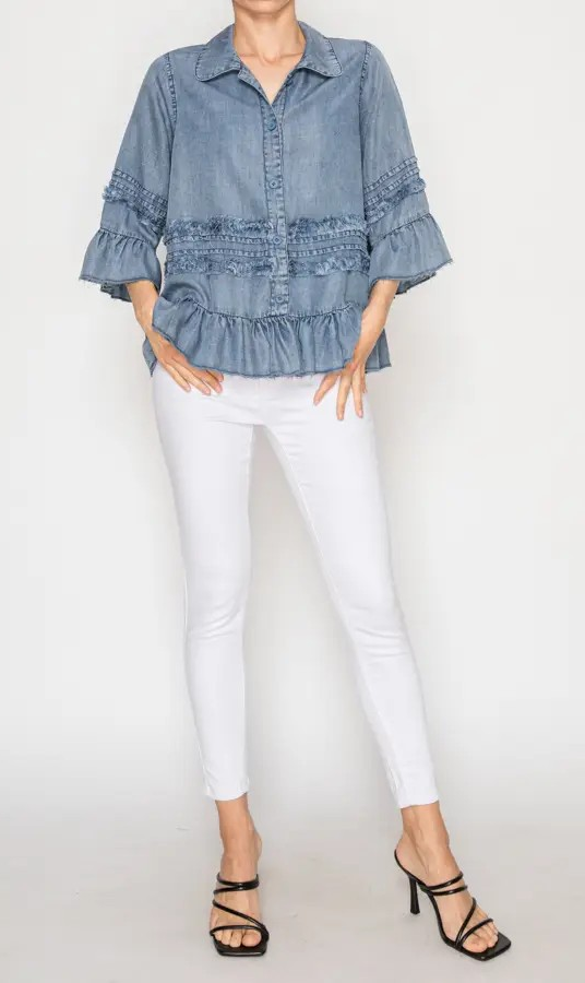 Chambray Ruffle Jacket