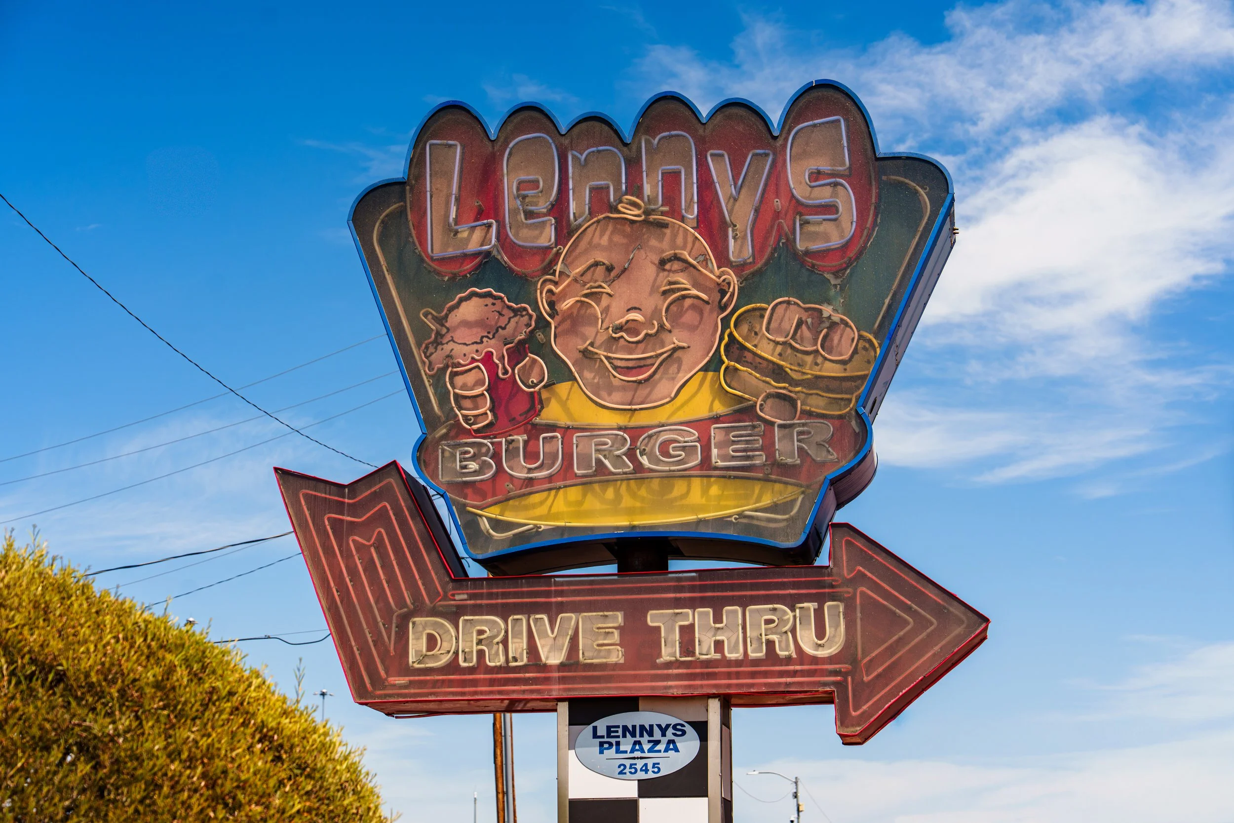 Vintage Lenny's Burger drive thru sign photographed in Phoenix Arizona