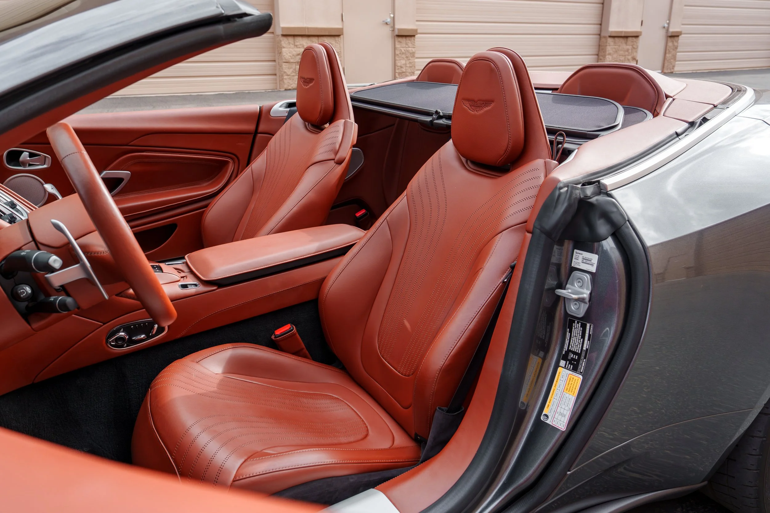 front seats inside a 2020 Aston Martin DB11 Volante convertible