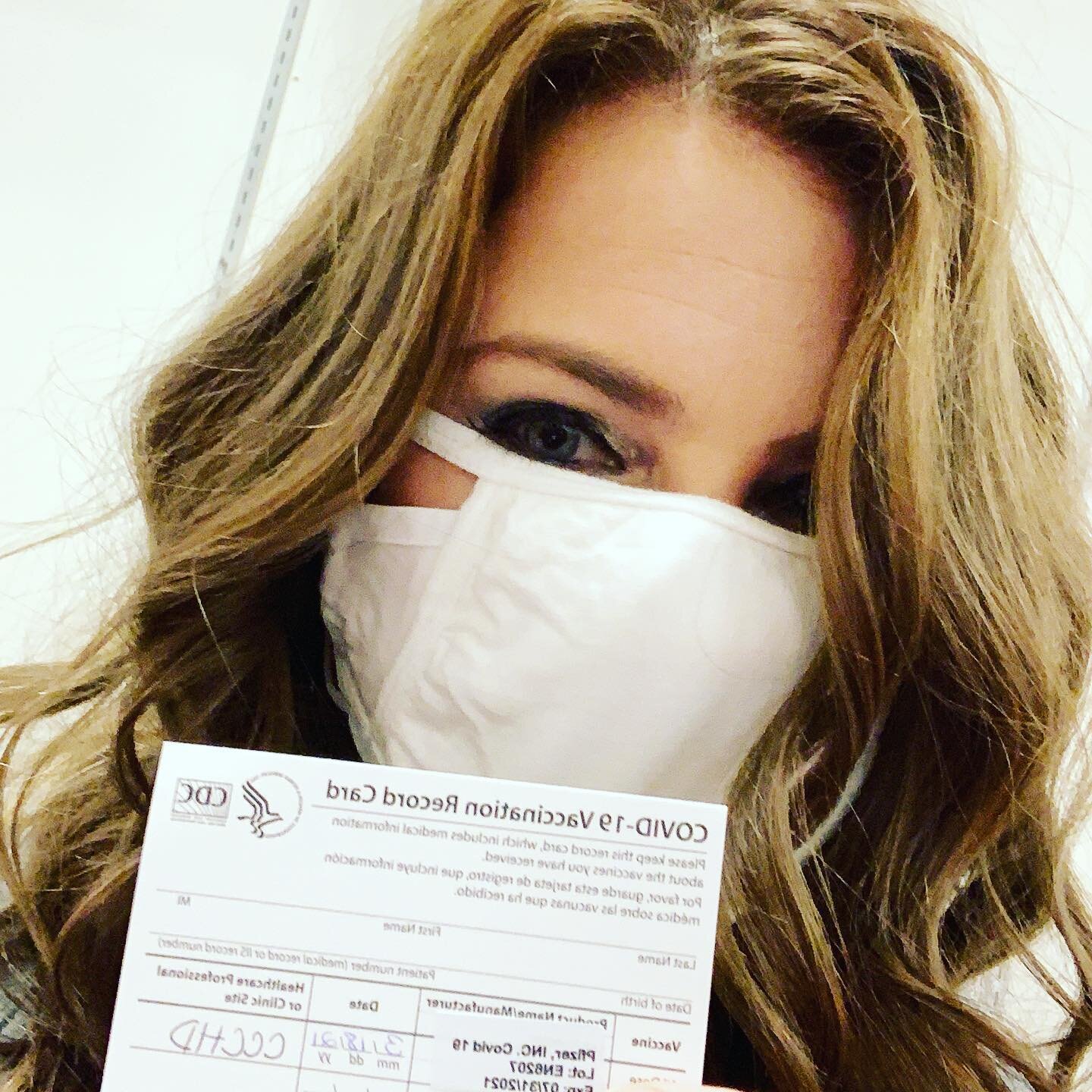 You can&rsquo;t tell in this picture but I&rsquo;m crying happy tears.  Today I received my first dose of Pfizer&rsquo;s COVID-19 vaccine. I couldn&rsquo;t keep the tears out of my eyes as the hot pink scrub-clad nurse named Annie administered the va