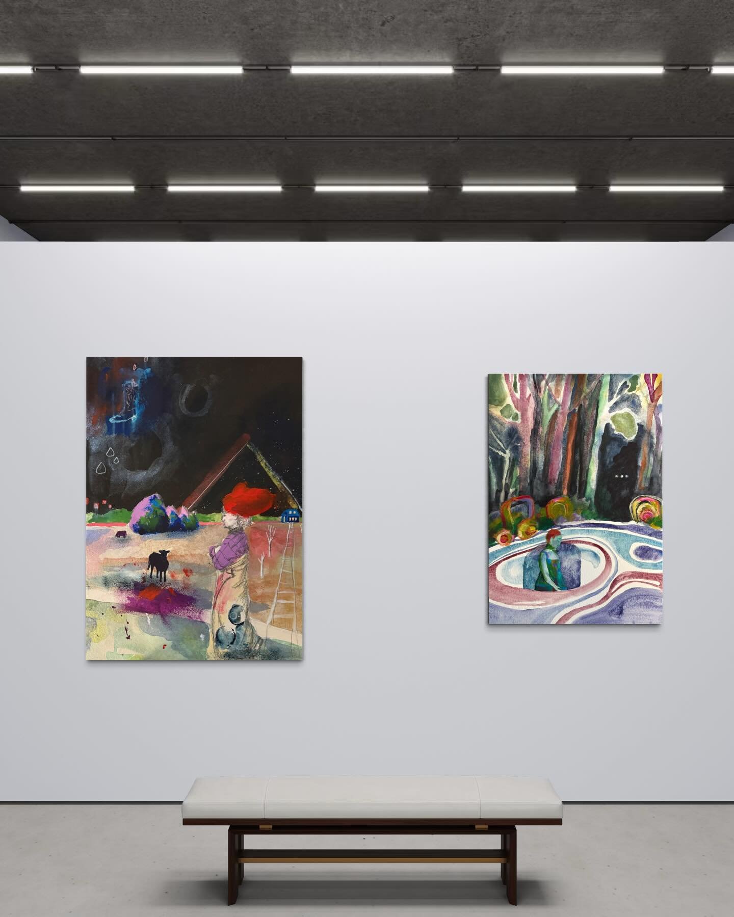 Two new pieces: both based on land around my parents&rsquo; house in the country. Cows, cowboy boot spaceships, and mysterious things happening in the deep part of the woods. There&rsquo;s something about peering into a forest. I want to go in and lo