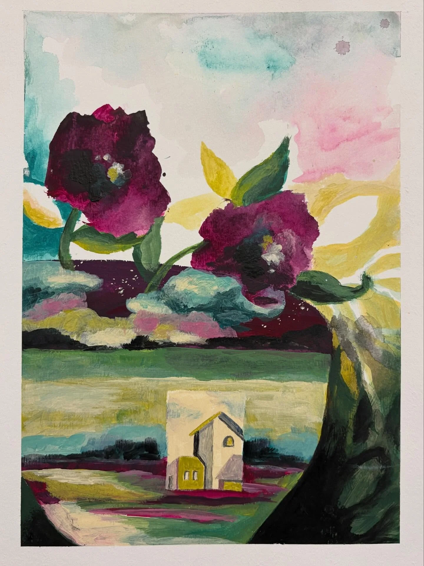 Weekend work: two studies plus one commission of a beautiful photo from their travels, mixing colors and actually writing down the ingredients. Cows and landscapes are appearing more and more in my work lately. Why cows and why now? When I&rsquo;ve v