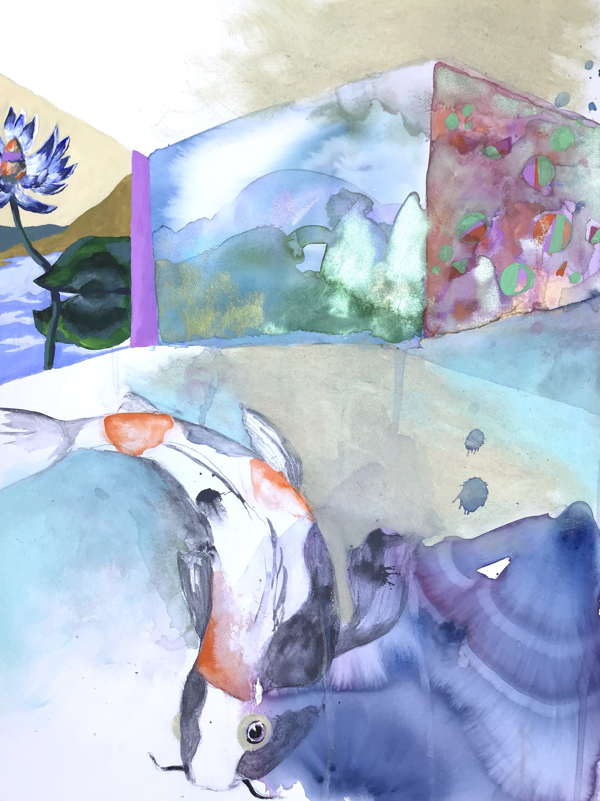 Beautiful and Fleeting  /  Watercolor and graphite on cradled wood, 18x24 inches, 2" deep, 2022   $600