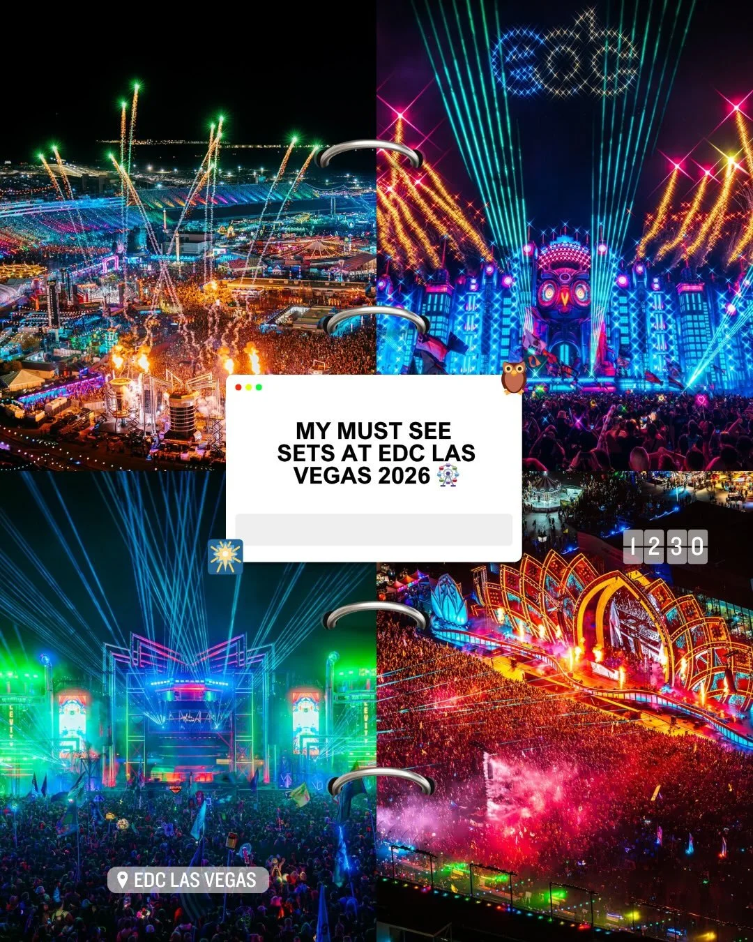 My must-see sets to see at @edc_lasvegas this year 🎉🌼🦉 Each stage has its own unique sound and personality, but this year Stereobloom, Quantum Valley, Neon Garden and Circuit Grounds take the cake for me 👏🏼

Where will you be spending most of yo