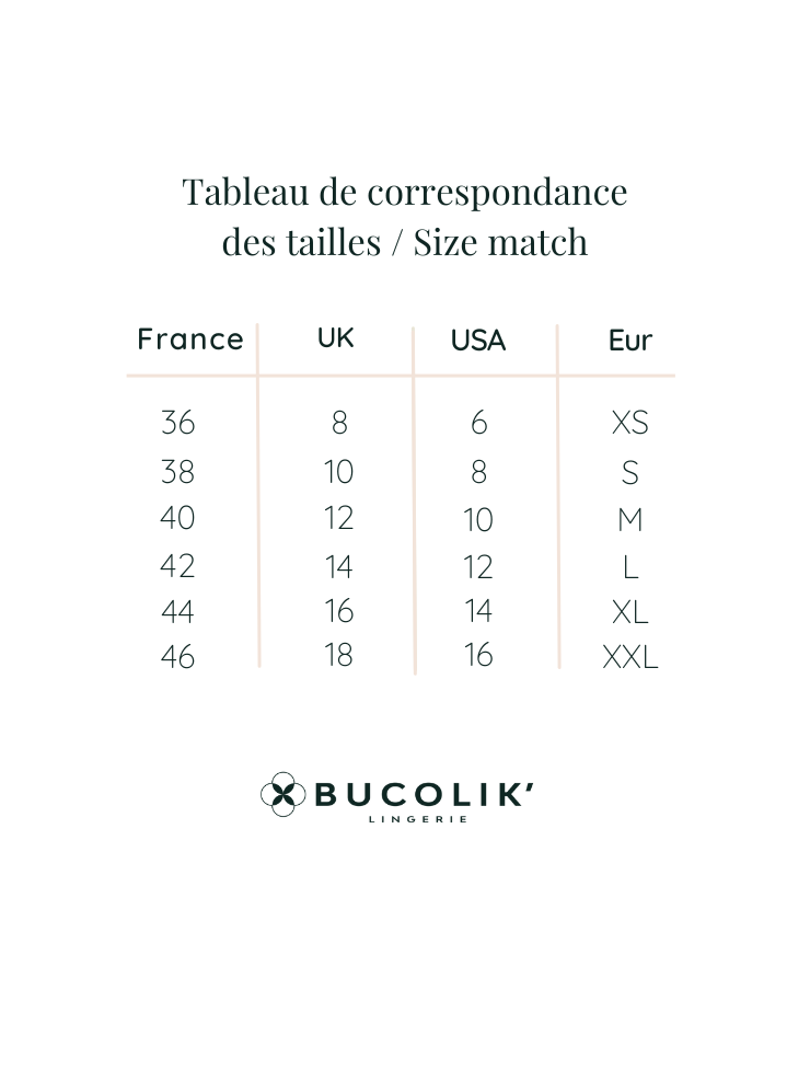 tableau de correspondance des tailles