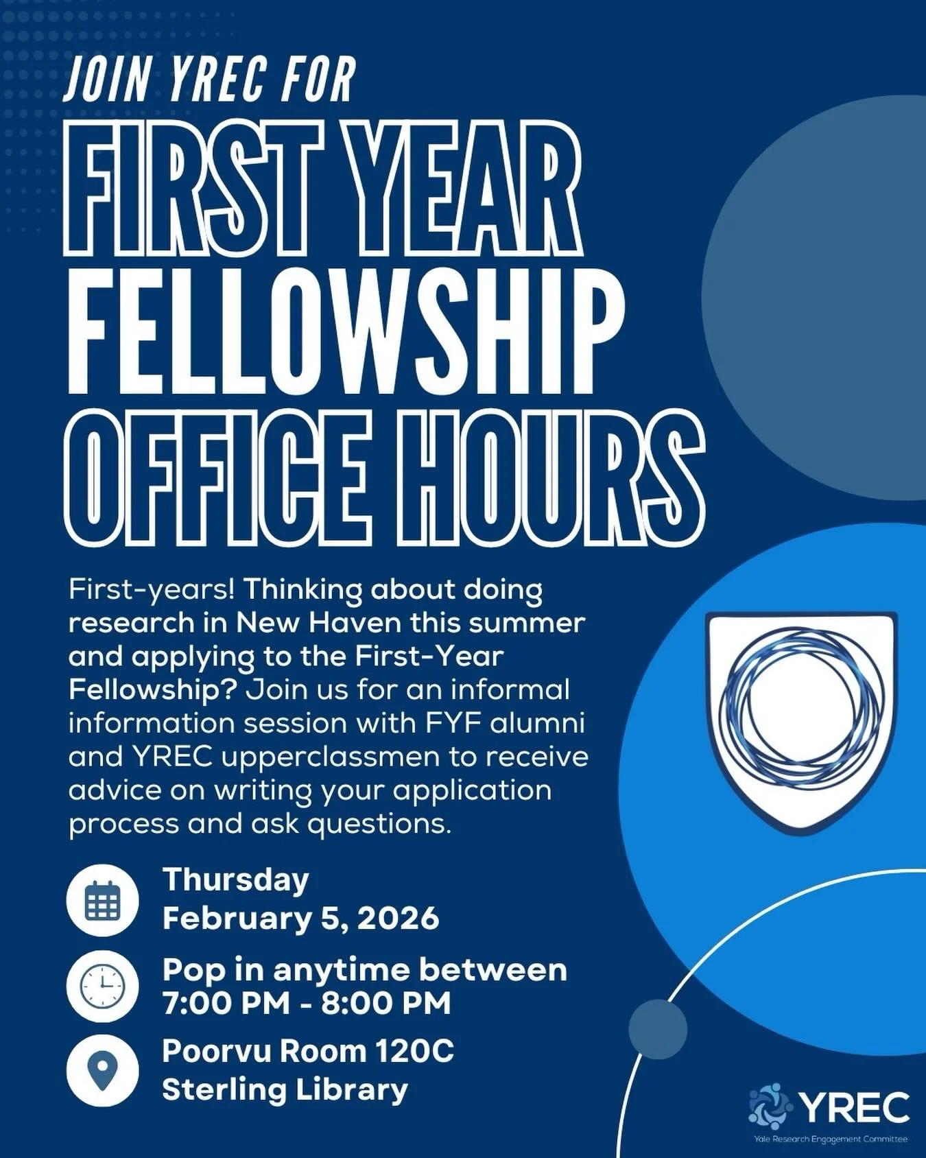 Thinking of doing research this summer but don&rsquo;t know where to start? Come to an informational session/office hours for the First-Year Summer Research Fellowship, where you can get paid to do STEM research right here in New Haven this summer!