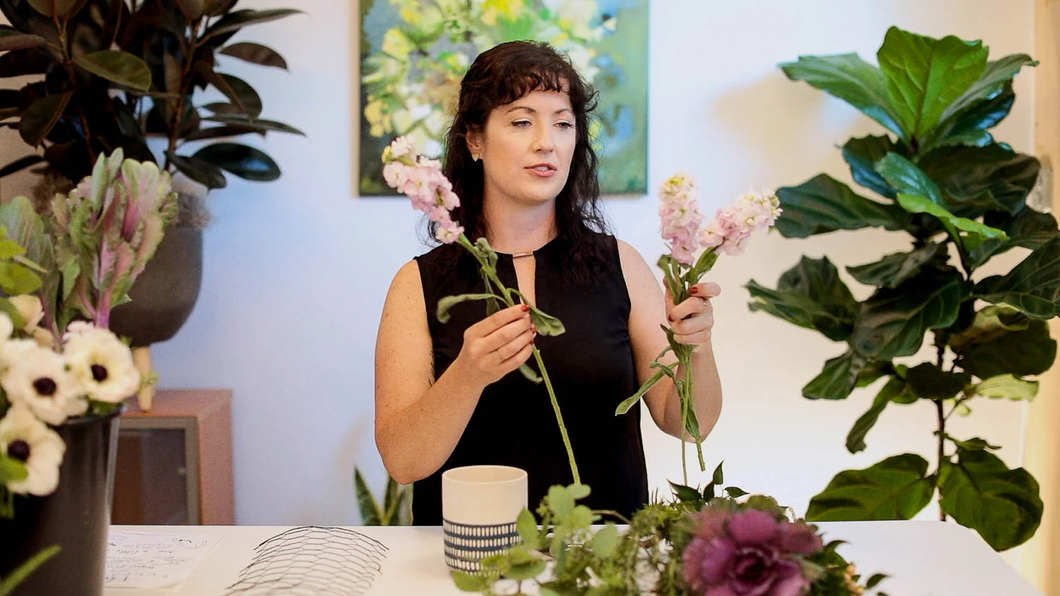 Everyday floral arrangement online video class tutorial with Ladybird Poppy.