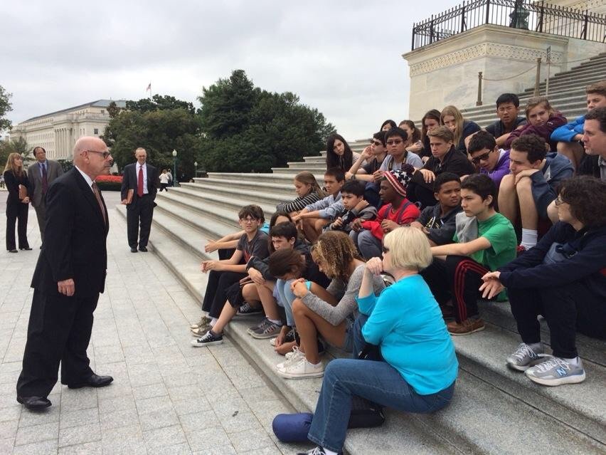 Former Rep Henry Waxman meets with students.JPG